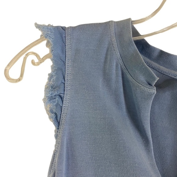 Joie Blue Cap Sleeve T-Shirt Y2K Size Medium - Picture 3 of 6